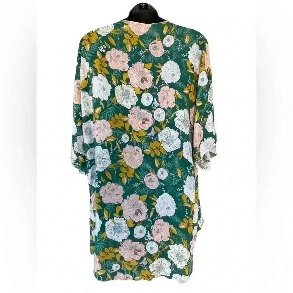 Lucky Franklin women’s floral kimono green / yellow size 2x 3x in excellent used - Picture 5 of 7